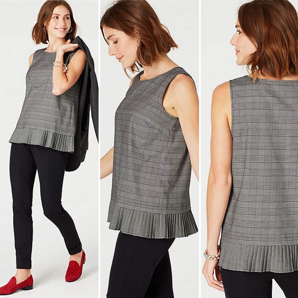 J. Jill pleated hem sleeveless top, size small
